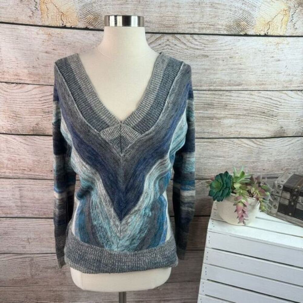 5/$25 Free People Chevron Stripe Oversize Wool Off Shoulder Sweater Extra Small